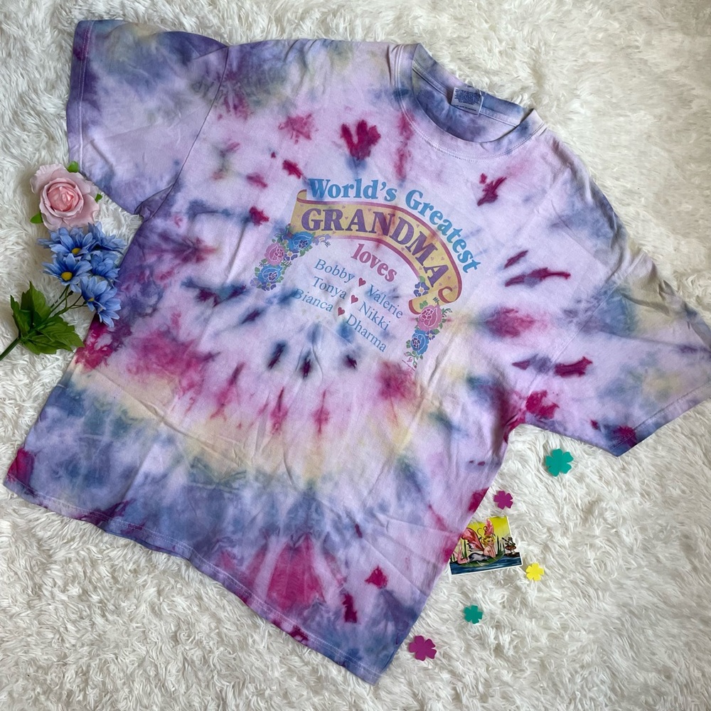 Vintage 1994 floral worlds greatest Grandma tie dye tee - Picture 8 of 15